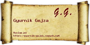 Gyurnik Gejza névjegykártya